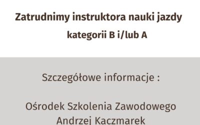 Zatrudnimy instruktora nauki jazdy kat. A oraz B!